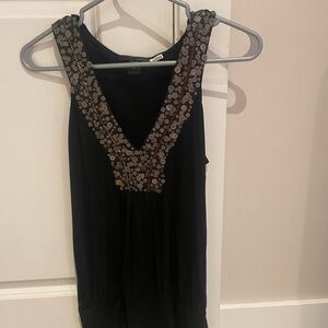 Chic Black Tank Top with Gold Detailing